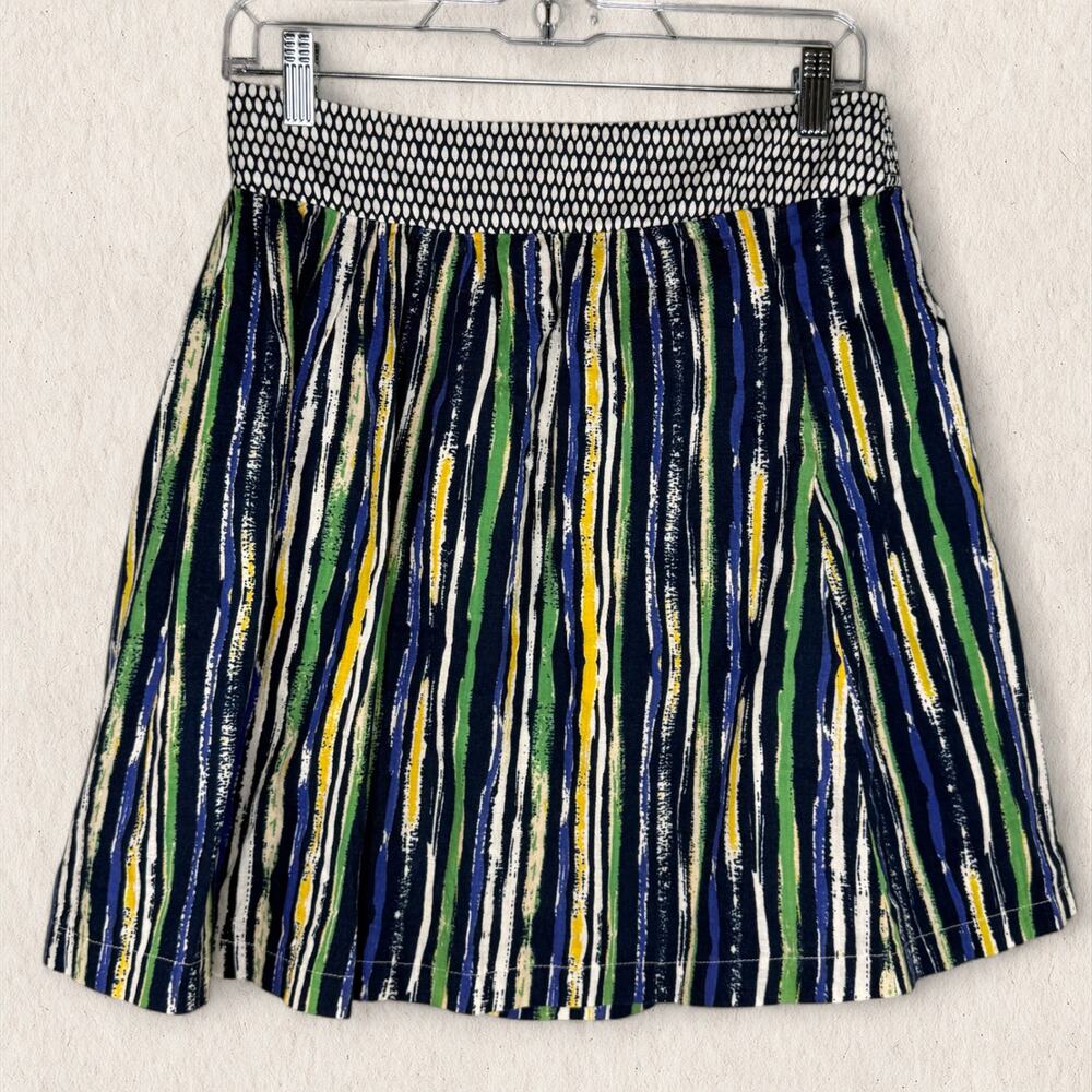 Anthropologie Porridge Striped Mini Skirt Artsy Boho Contrast Waistband 6